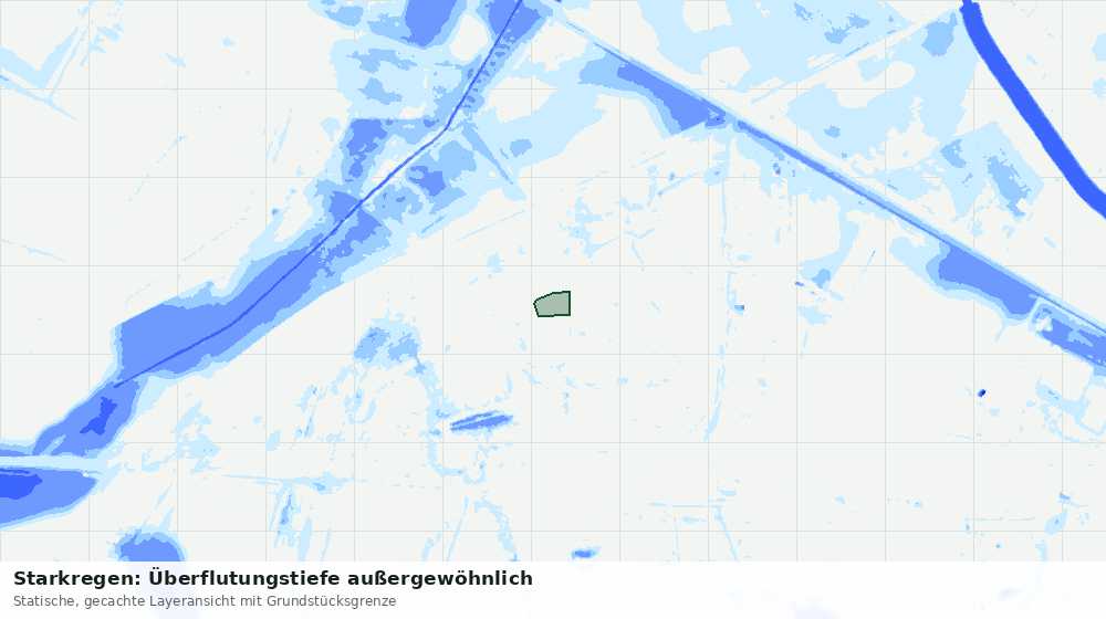 Statische Kartenansicht: Starkregen: Überflutungstiefe außergewöhnlich