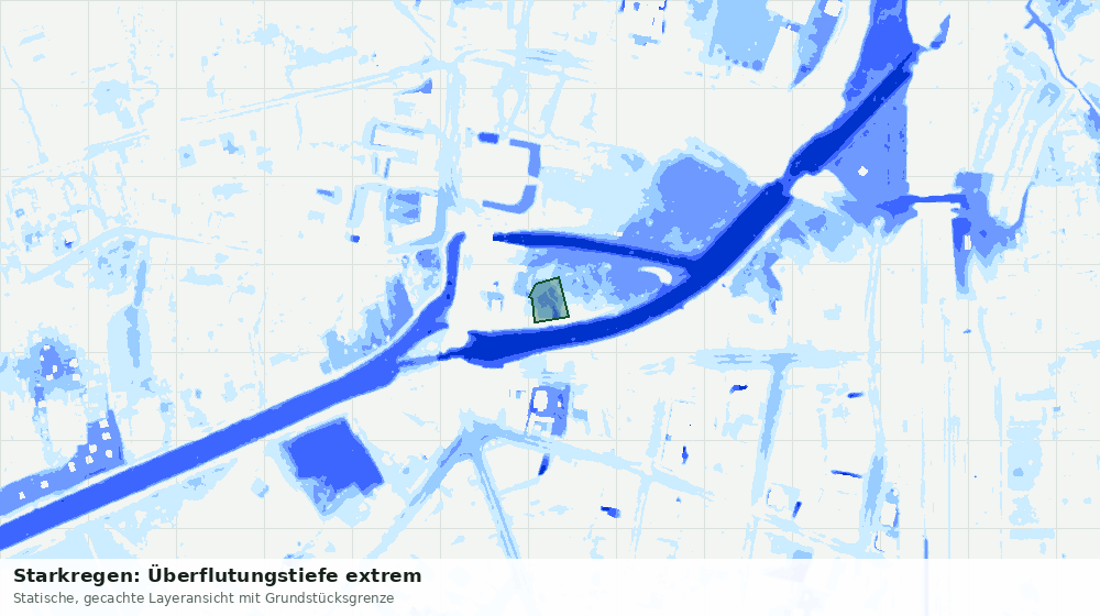 Statische Kartenansicht: Starkregen: Überflutungstiefe extrem