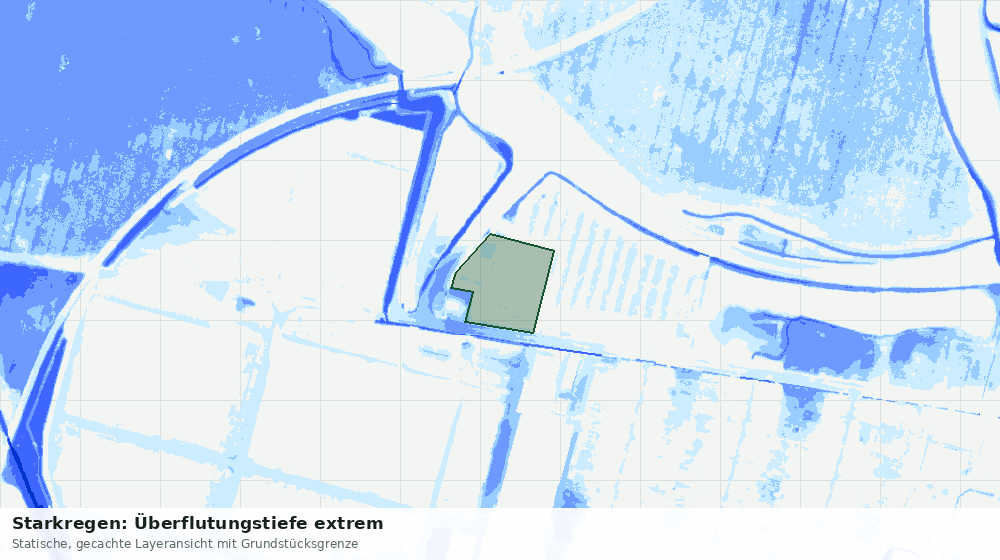 Statische Kartenansicht: Starkregen: Überflutungstiefe extrem