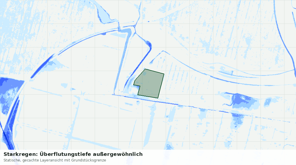 Statische Kartenansicht: Starkregen: Überflutungstiefe außergewöhnlich