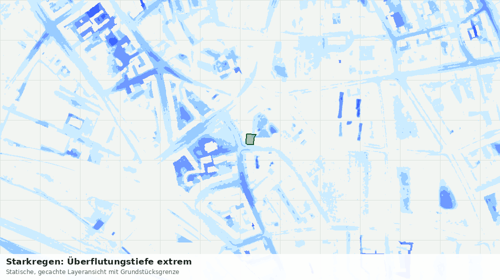 Statische Kartenansicht: Starkregen: Überflutungstiefe extrem