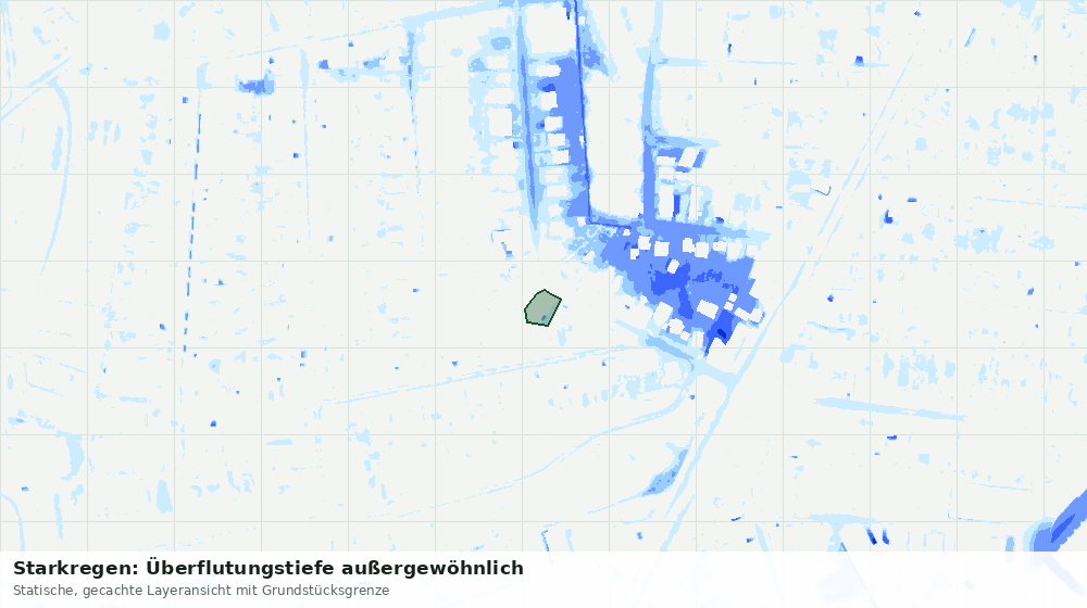 Statische Kartenansicht: Starkregen: Überflutungstiefe außergewöhnlich