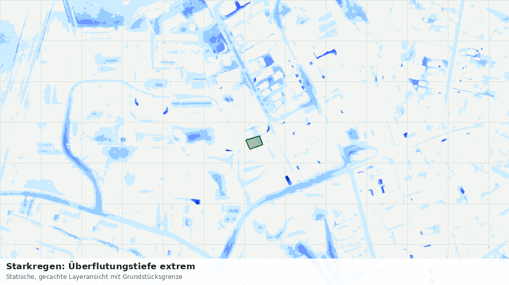 Statische Kartenansicht: Starkregen: Überflutungstiefe extrem