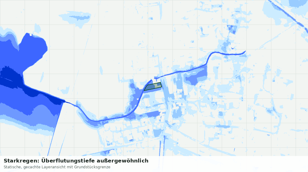 Statische Kartenansicht: Starkregen: Überflutungstiefe außergewöhnlich