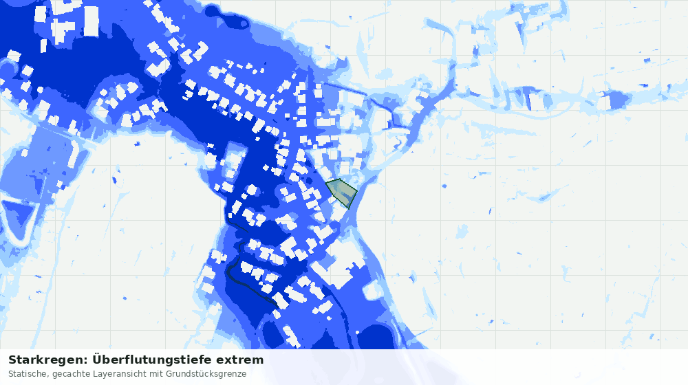 Statische Kartenansicht: Starkregen: Überflutungstiefe extrem