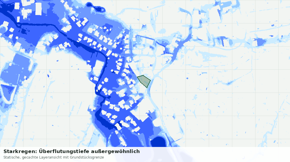 Statische Kartenansicht: Starkregen: Überflutungstiefe außergewöhnlich