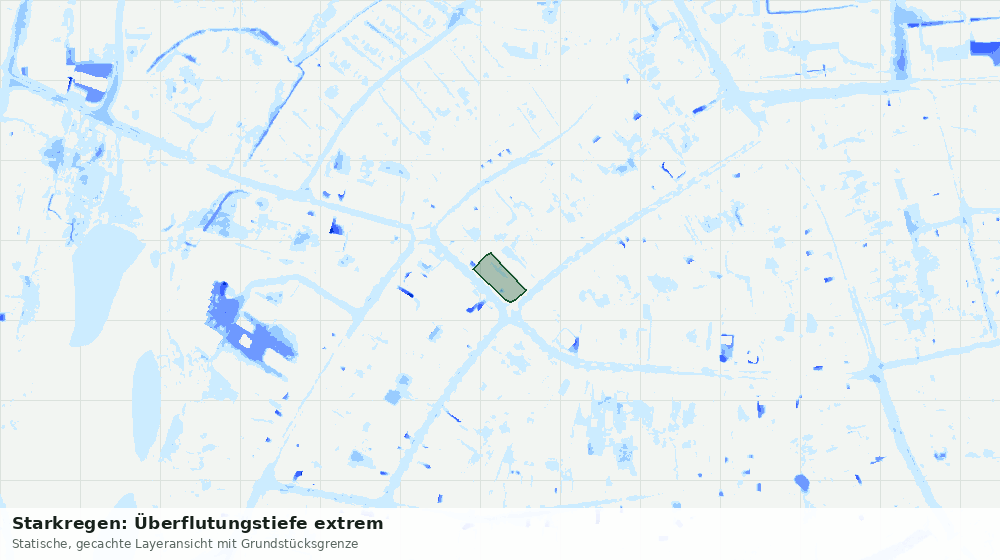 Statische Kartenansicht: Starkregen: Überflutungstiefe extrem