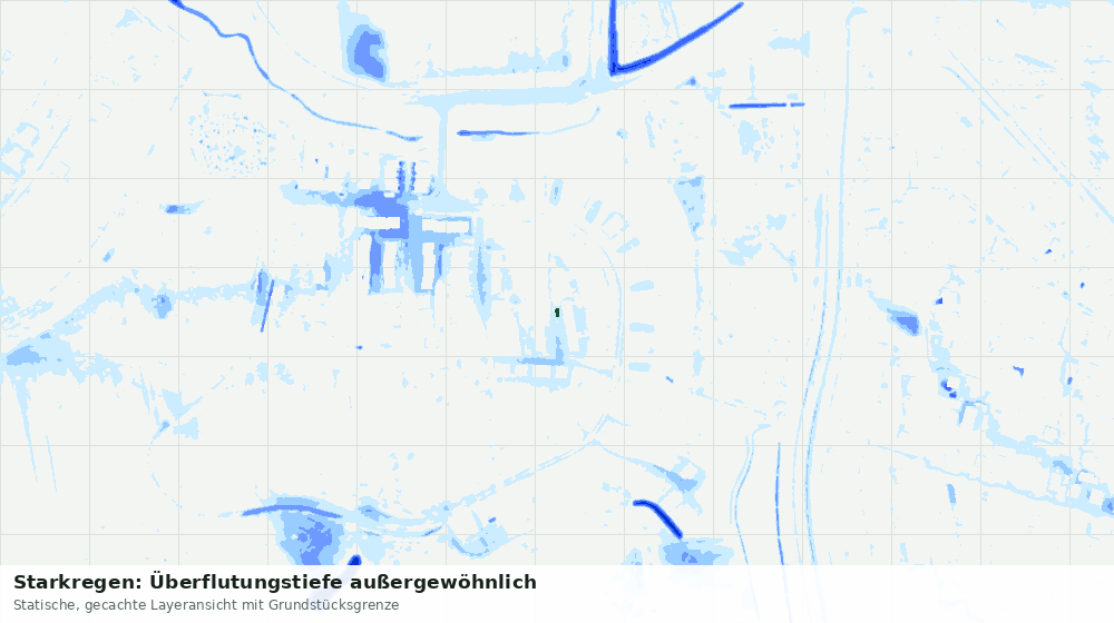 Statische Kartenansicht: Starkregen: Überflutungstiefe außergewöhnlich