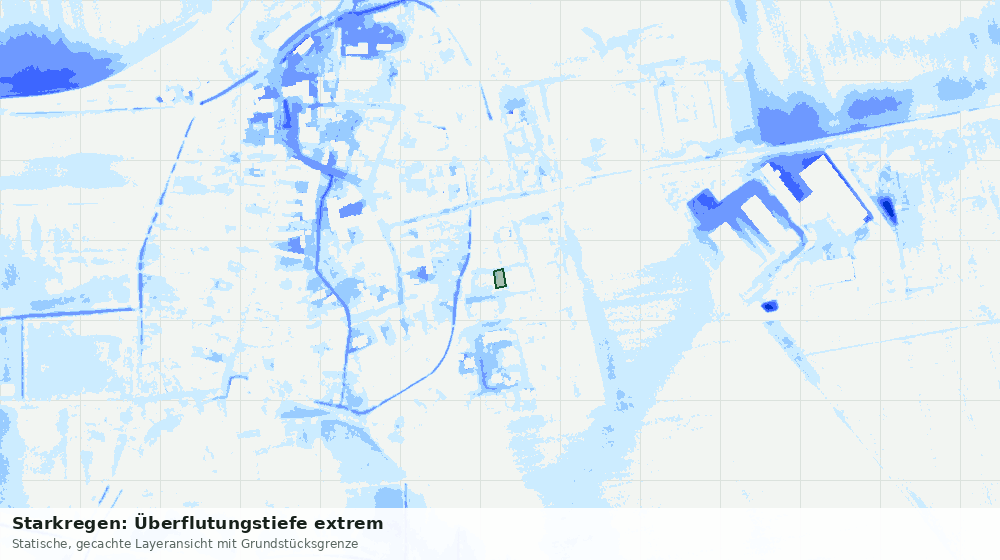 Statische Kartenansicht: Starkregen: Überflutungstiefe extrem