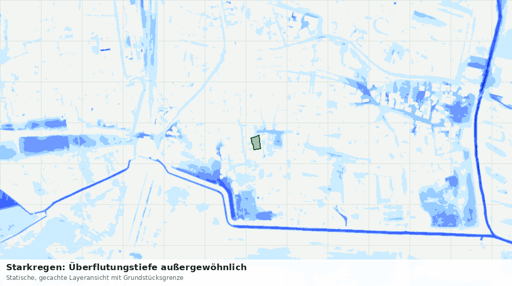 Statische Kartenansicht: Starkregen: Überflutungstiefe außergewöhnlich