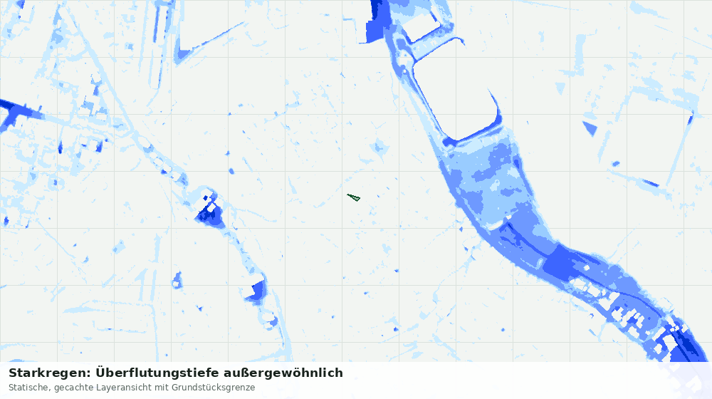 Statische Kartenansicht: Starkregen: Überflutungstiefe außergewöhnlich