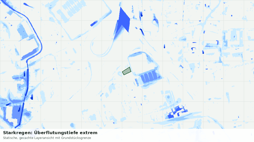 Statische Kartenansicht: Starkregen: Überflutungstiefe extrem