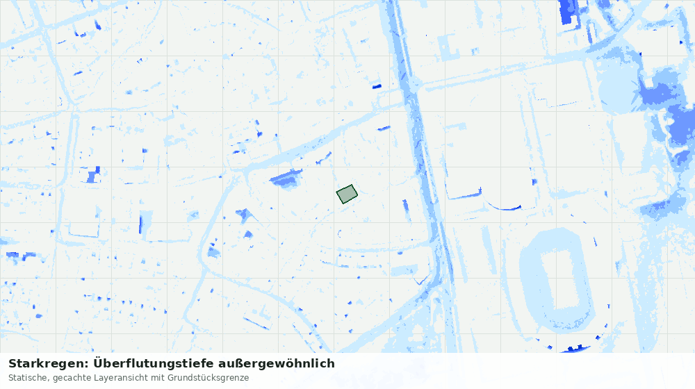 Statische Kartenansicht: Starkregen: Überflutungstiefe außergewöhnlich