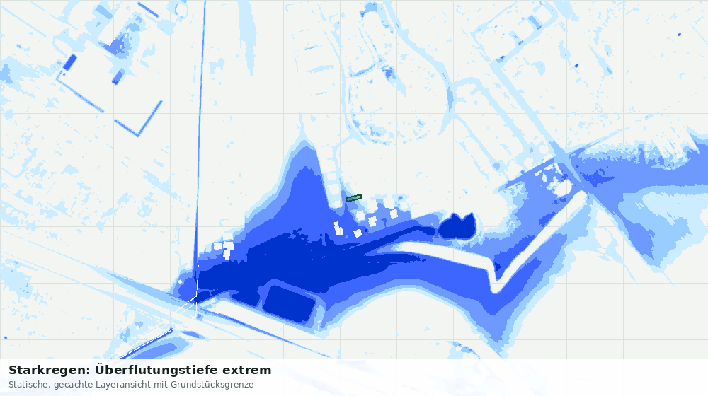 Statische Kartenansicht: Starkregen: Überflutungstiefe extrem