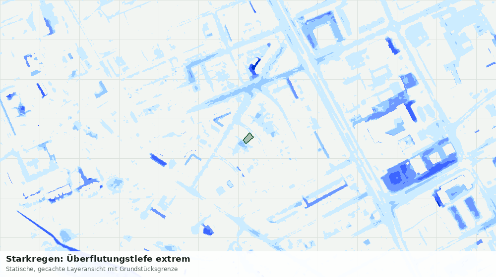 Statische Kartenansicht: Starkregen: Überflutungstiefe extrem