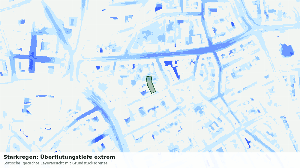 Statische Kartenansicht: Starkregen: Überflutungstiefe extrem
