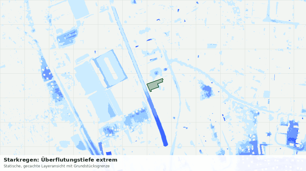 Statische Kartenansicht: Starkregen: Überflutungstiefe extrem
