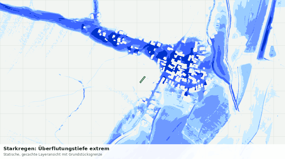Statische Kartenansicht: Starkregen: Überflutungstiefe extrem
