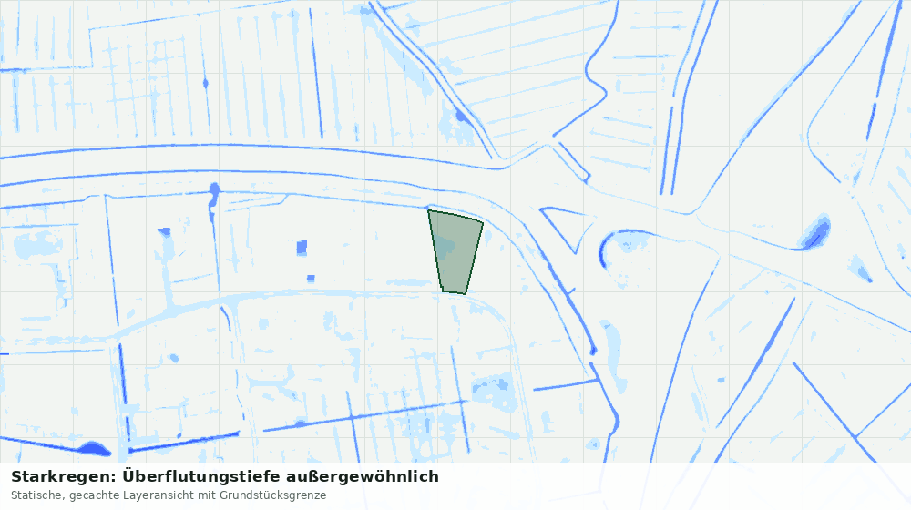 Statische Kartenansicht: Starkregen: Überflutungstiefe außergewöhnlich