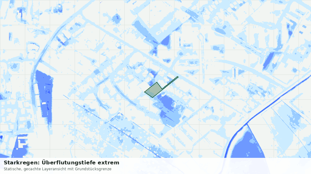 Statische Kartenansicht: Starkregen: Überflutungstiefe extrem