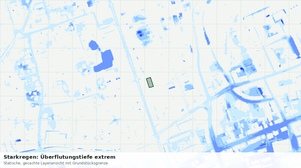 Statische Kartenansicht: Starkregen: Überflutungstiefe extrem