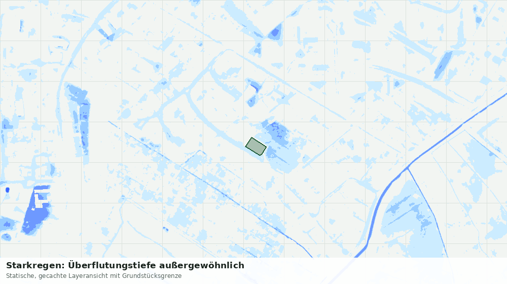 Statische Kartenansicht: Starkregen: Überflutungstiefe außergewöhnlich