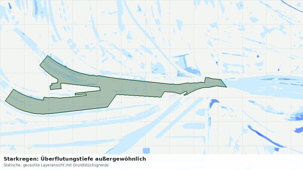 Statische Kartenansicht: Starkregen: Überflutungstiefe außergewöhnlich
