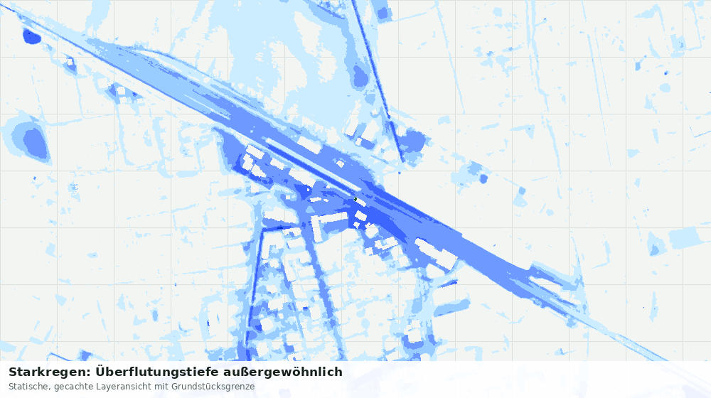 Statische Kartenansicht: Starkregen: Überflutungstiefe außergewöhnlich