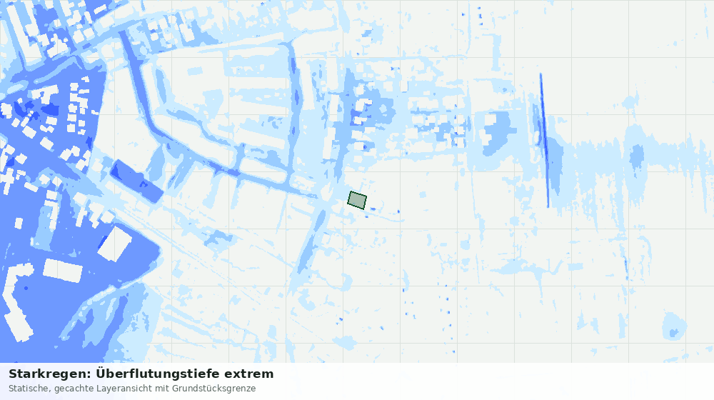 Statische Kartenansicht: Starkregen: Überflutungstiefe extrem