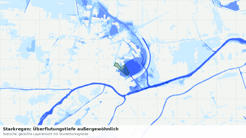 Statische Kartenansicht: Starkregen: Überflutungstiefe außergewöhnlich