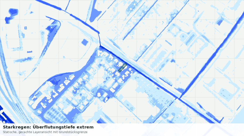 Statische Kartenansicht: Starkregen: Überflutungstiefe extrem