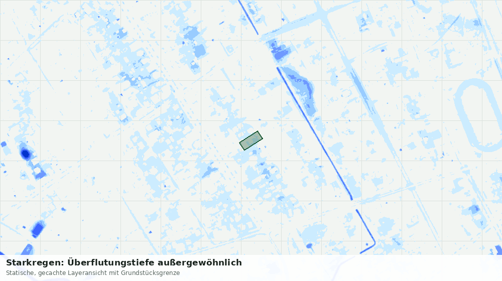 Statische Kartenansicht: Starkregen: Überflutungstiefe außergewöhnlich