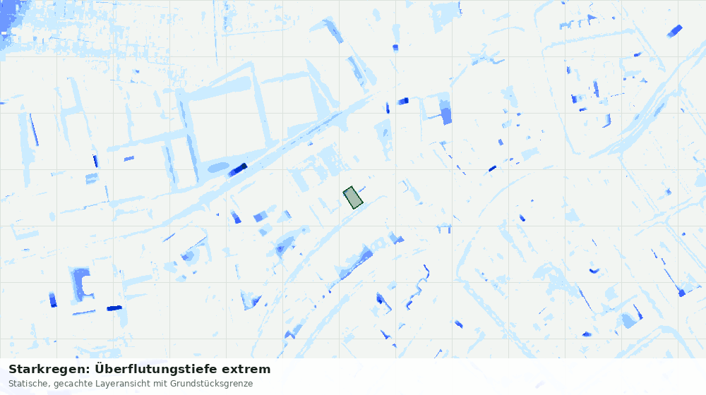 Statische Kartenansicht: Starkregen: Überflutungstiefe extrem