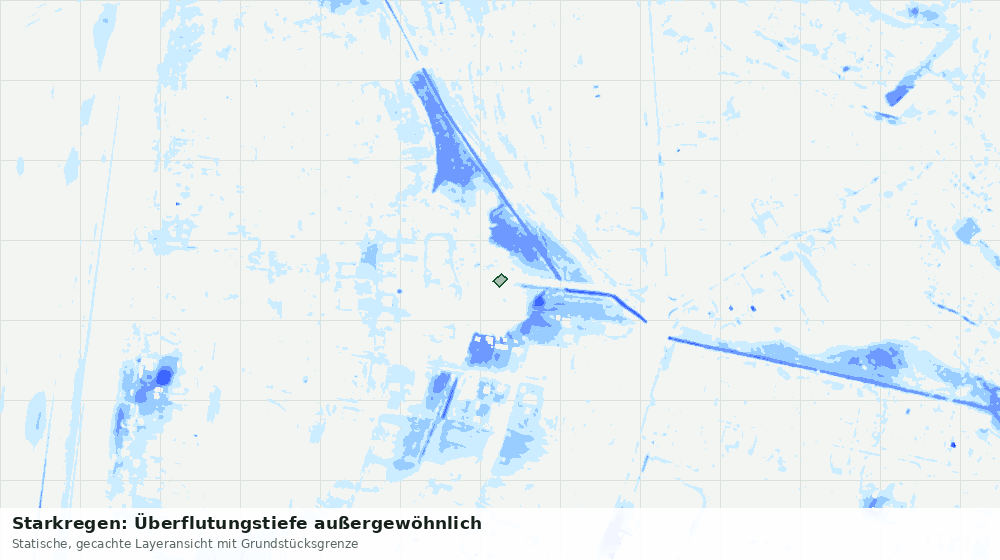 Statische Kartenansicht: Starkregen: Überflutungstiefe außergewöhnlich