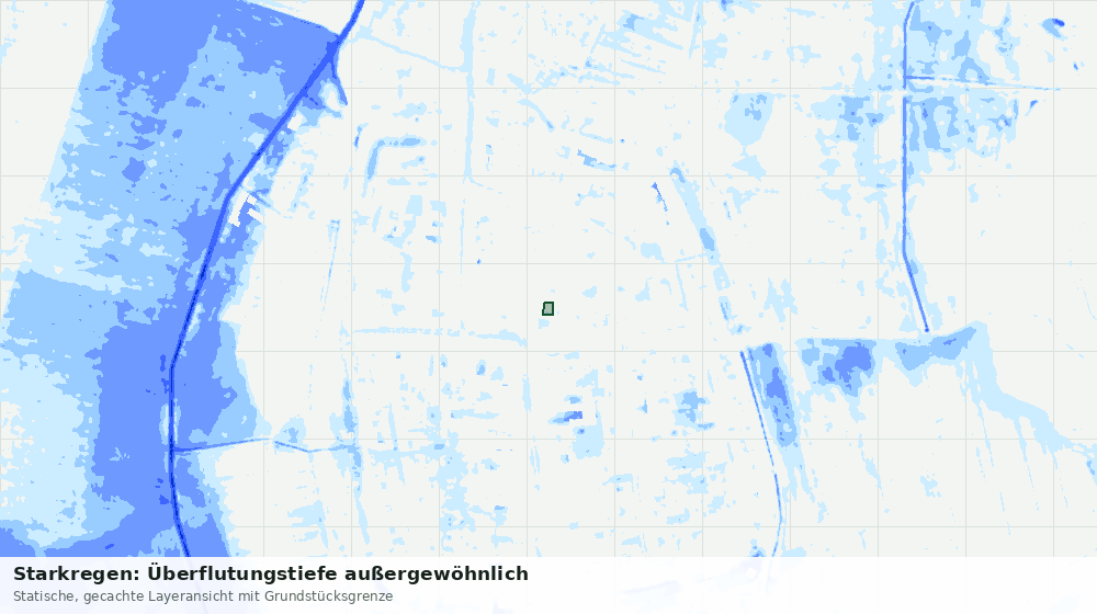 Statische Kartenansicht: Starkregen: Überflutungstiefe außergewöhnlich