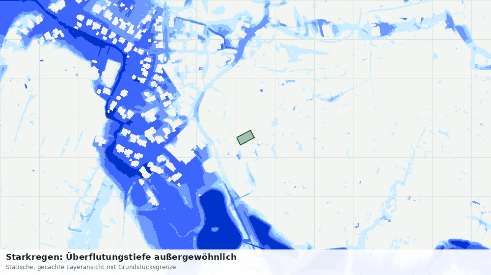 Statische Kartenansicht: Starkregen: Überflutungstiefe außergewöhnlich