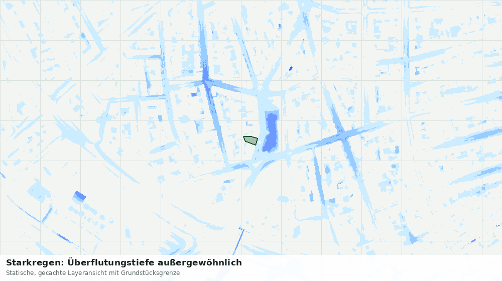 Statische Kartenansicht: Starkregen: Überflutungstiefe außergewöhnlich