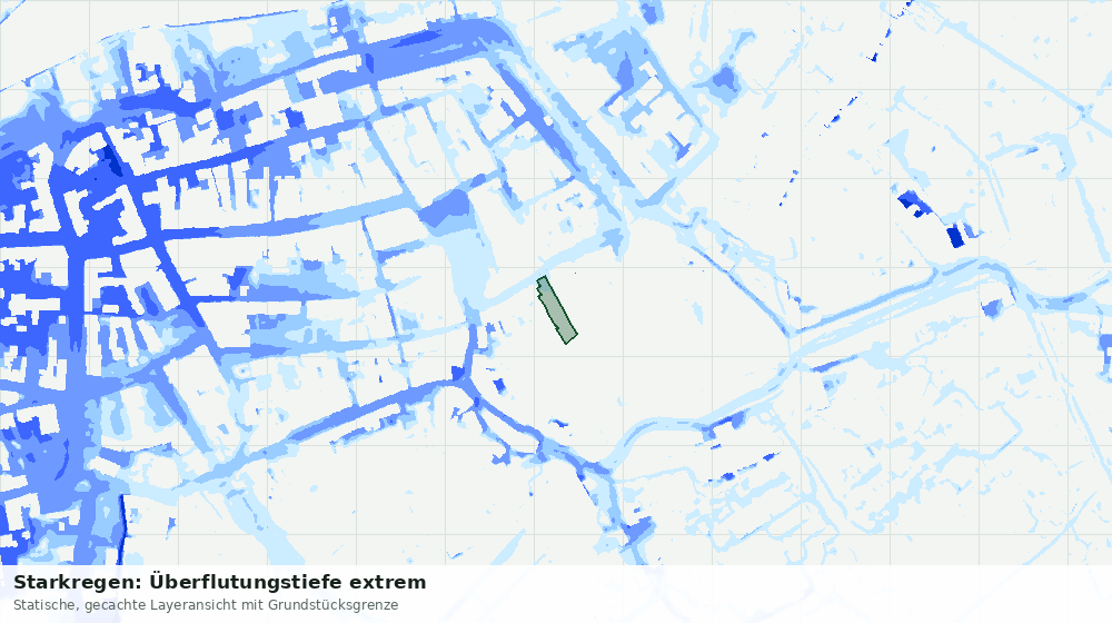 Statische Kartenansicht: Starkregen: Überflutungstiefe extrem