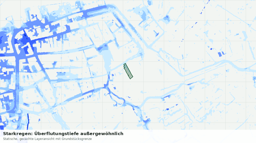 Statische Kartenansicht: Starkregen: Überflutungstiefe außergewöhnlich