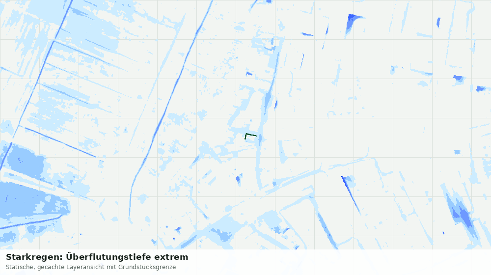 Statische Kartenansicht: Starkregen: Überflutungstiefe extrem