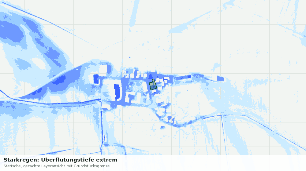 Statische Kartenansicht: Starkregen: Überflutungstiefe extrem