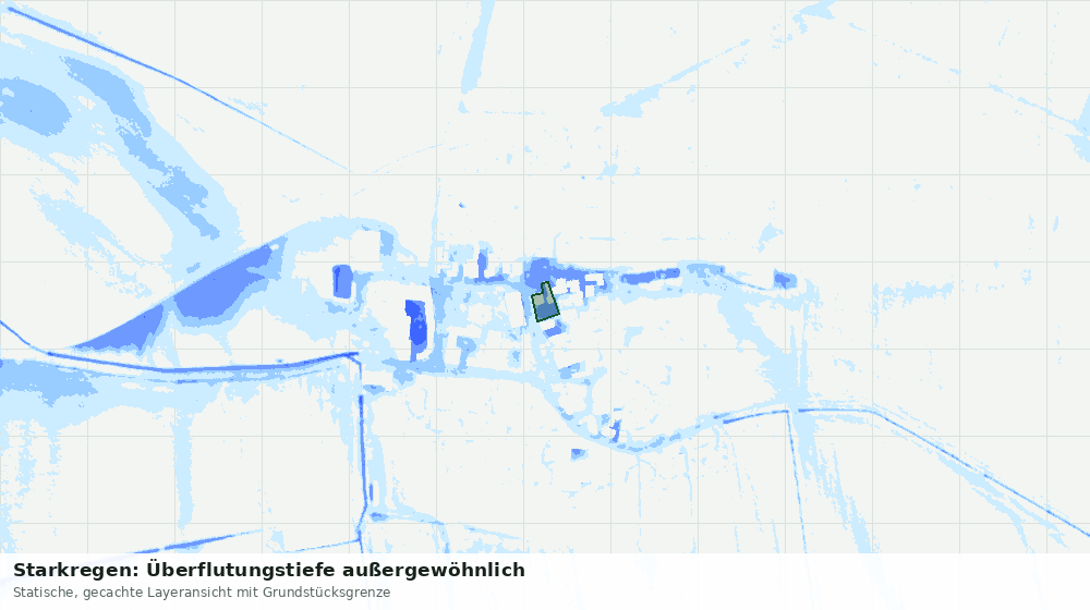 Statische Kartenansicht: Starkregen: Überflutungstiefe außergewöhnlich