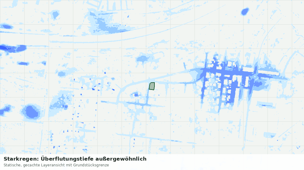 Statische Kartenansicht: Starkregen: Überflutungstiefe außergewöhnlich
