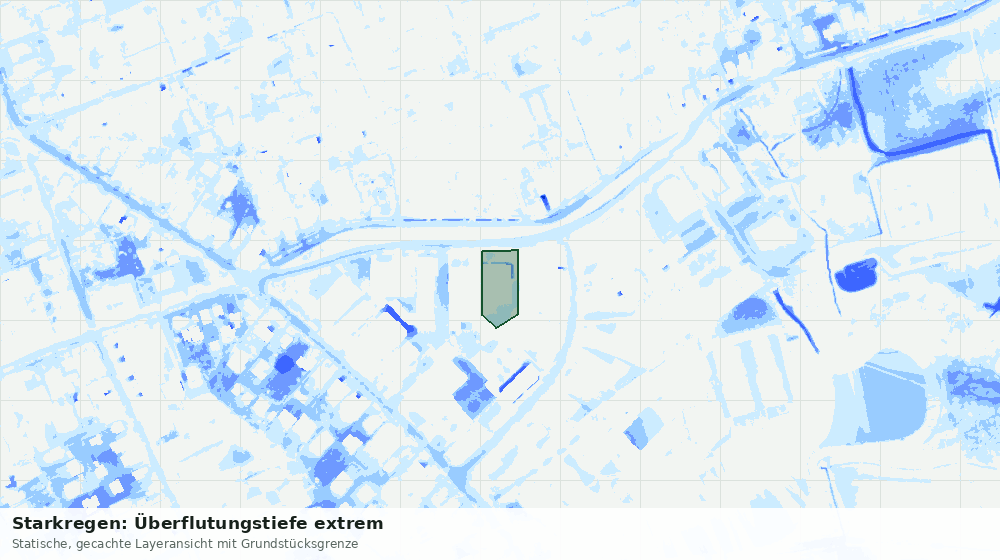 Statische Kartenansicht: Starkregen: Überflutungstiefe extrem