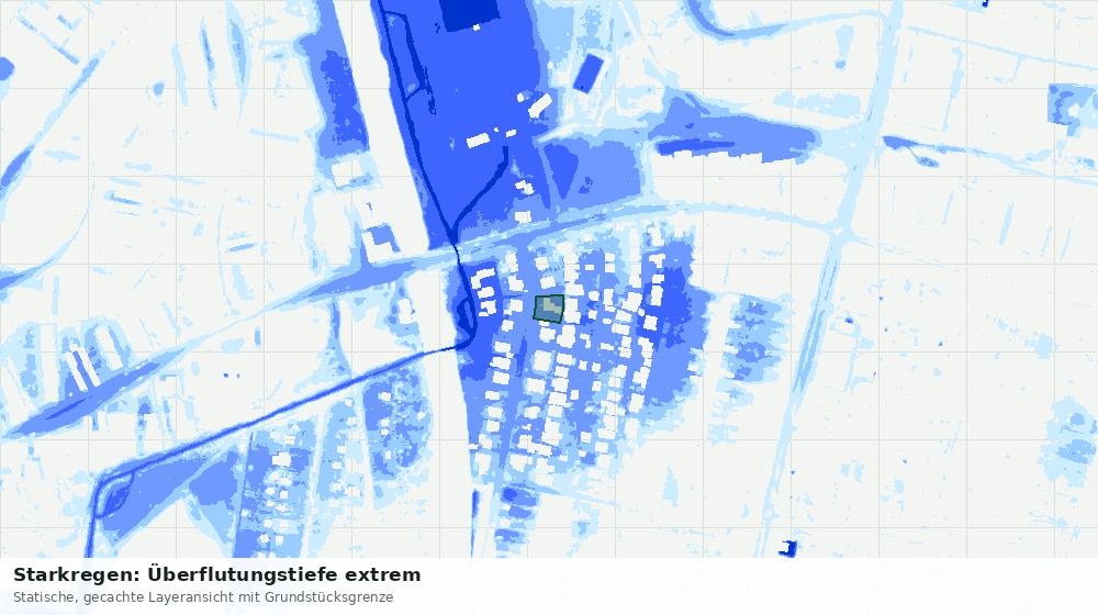 Statische Kartenansicht: Starkregen: Überflutungstiefe extrem