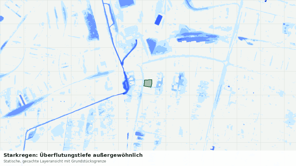 Statische Kartenansicht: Starkregen: Überflutungstiefe außergewöhnlich