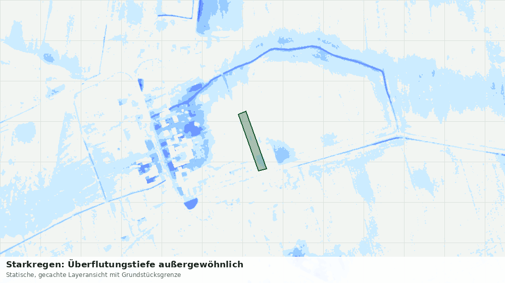 Statische Kartenansicht: Starkregen: Überflutungstiefe außergewöhnlich