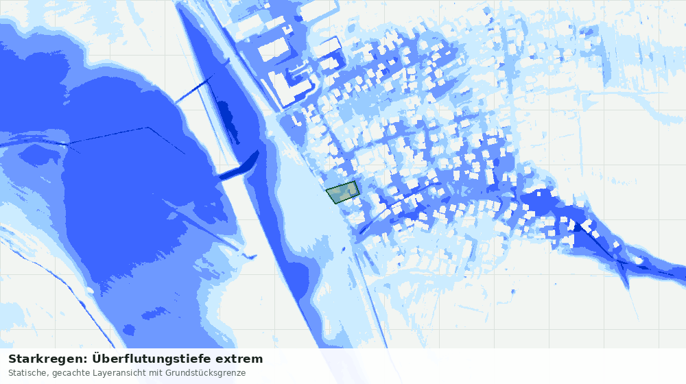 Statische Kartenansicht: Starkregen: Überflutungstiefe extrem