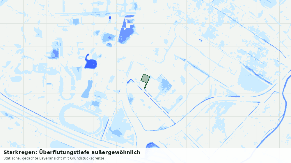 Statische Kartenansicht: Starkregen: Überflutungstiefe außergewöhnlich