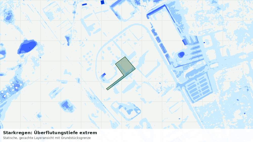 Statische Kartenansicht: Starkregen: Überflutungstiefe extrem